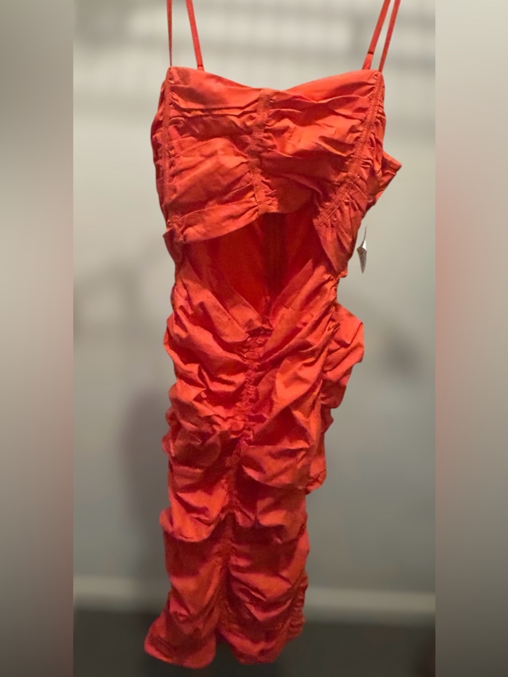 AKIRA Bright Orange Ruched Dress